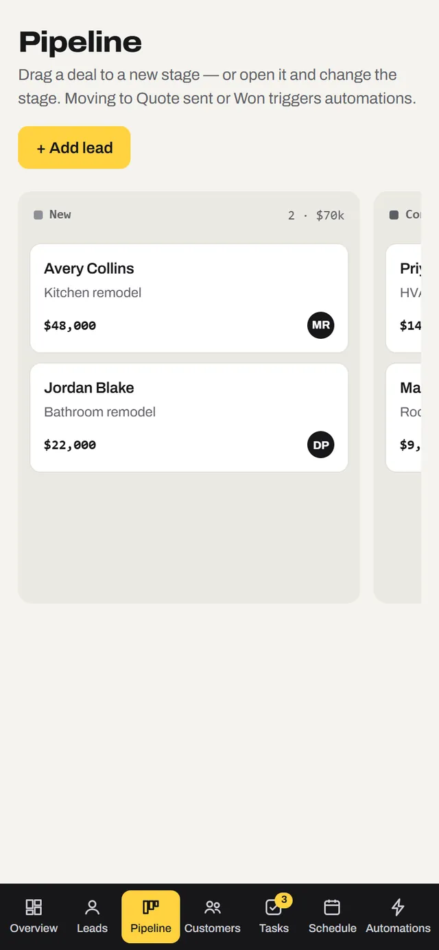 Switchyard pipeline on a phone